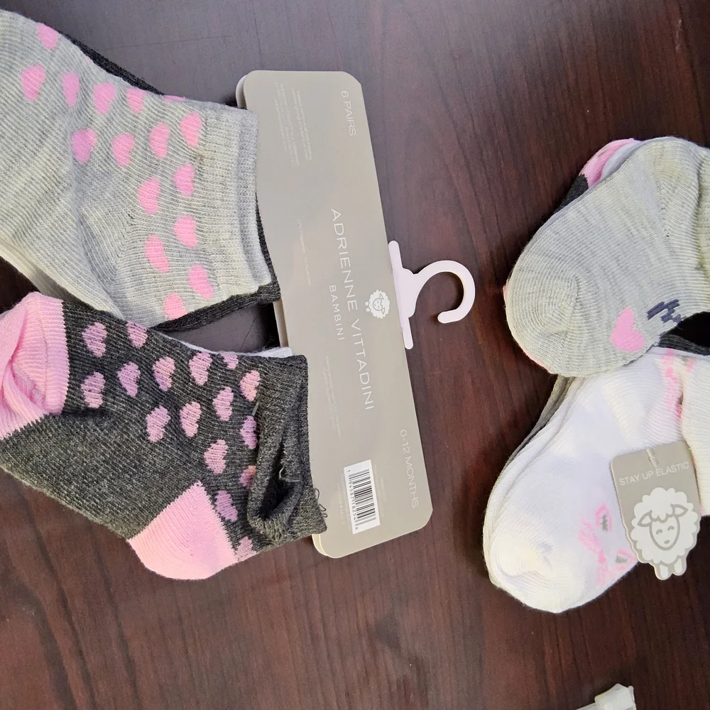 NWOT Size 0/12 months Adrienne Vittadidni Baby Socks 2 packs 12 pair total